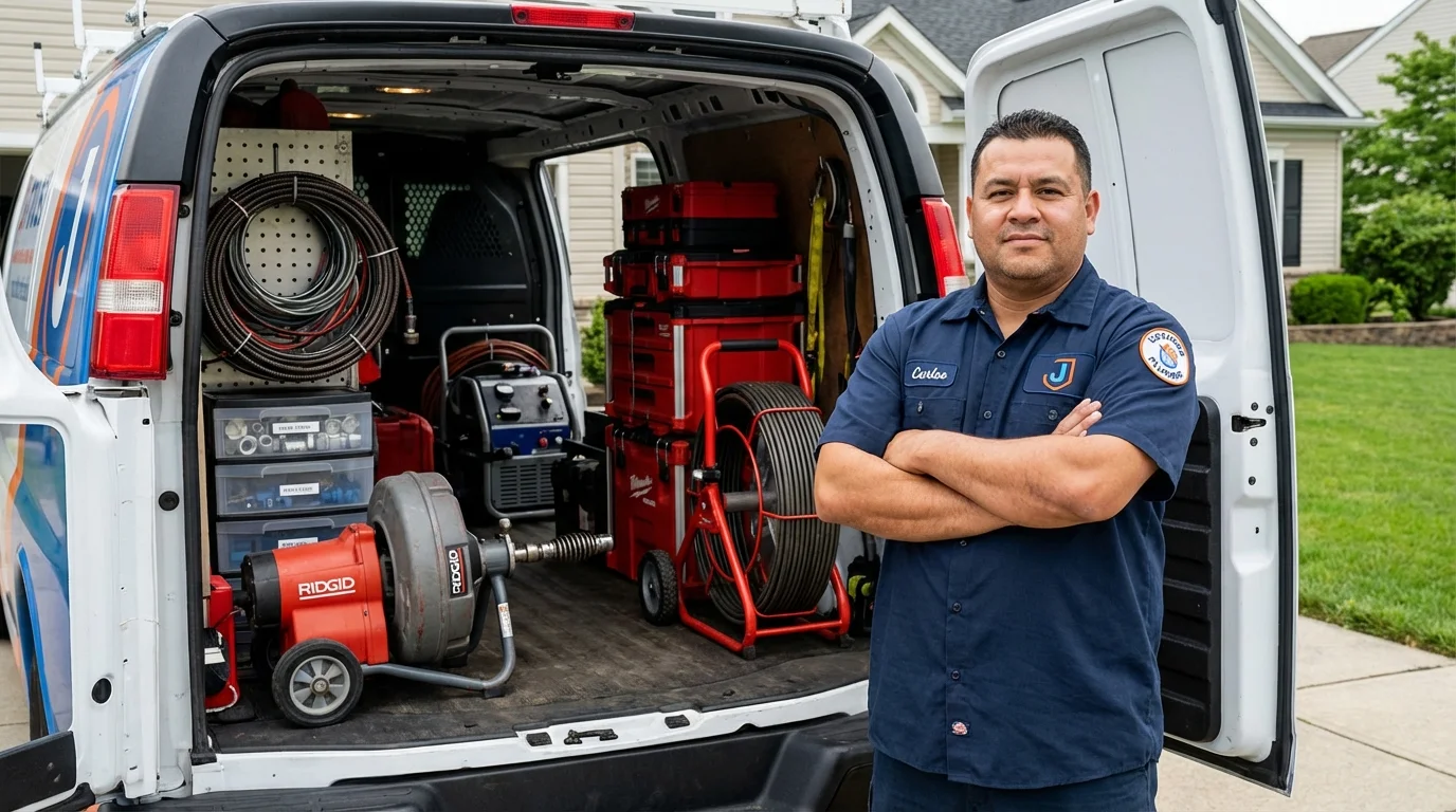 Professional drain cleaning equipment and Johns Plumbing LLC plumber in San Leandro