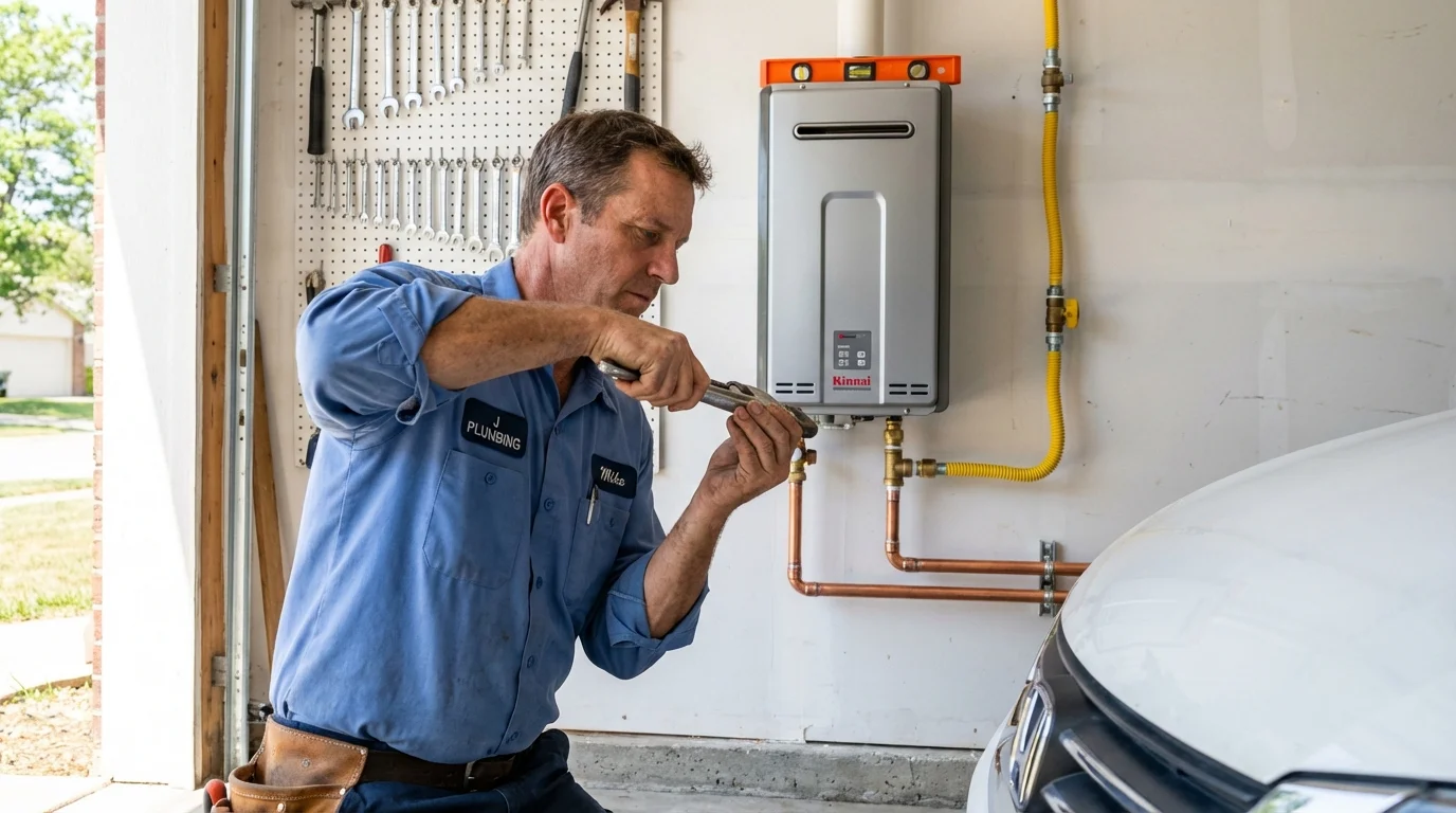 Tankless water heater installation by a Johns Plumbing LLC plumber in San Leandro